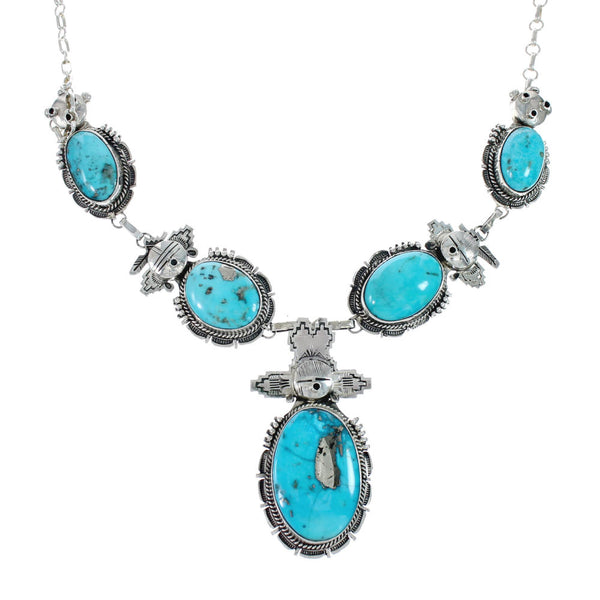 Authentic Sterling Silver Turquoise Navajo Link Necklace AX129496